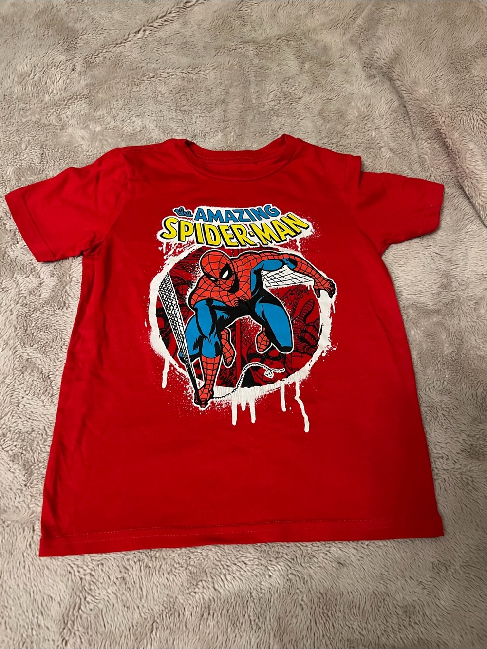 Marvel Spider Man Graphic T-Shirt Red Boys XS Comic Book Superhero Tee